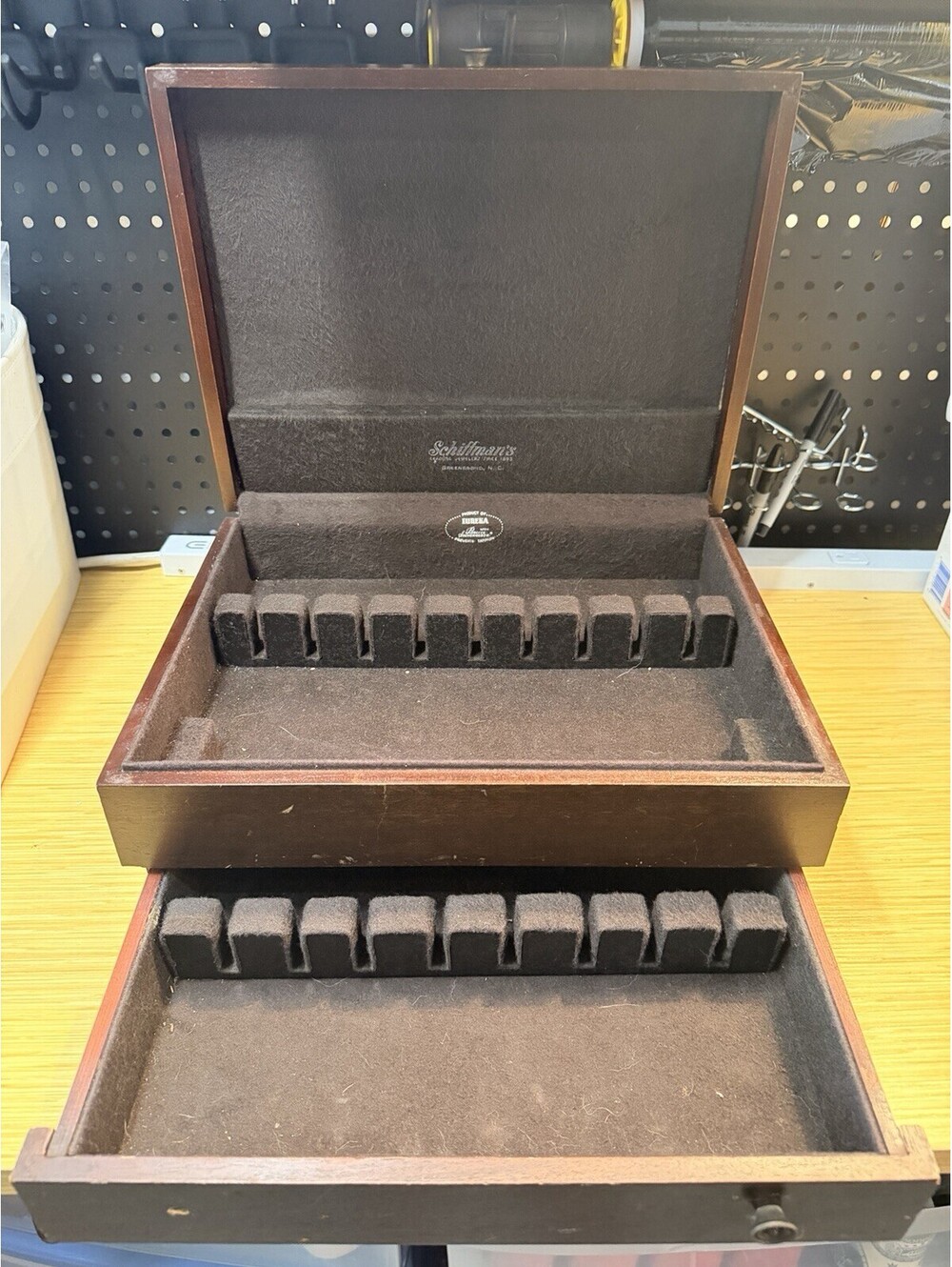 VTG Pacific Silvercloth Wood Silverware Flatware Storage Chest Box 15x11.5x6.5